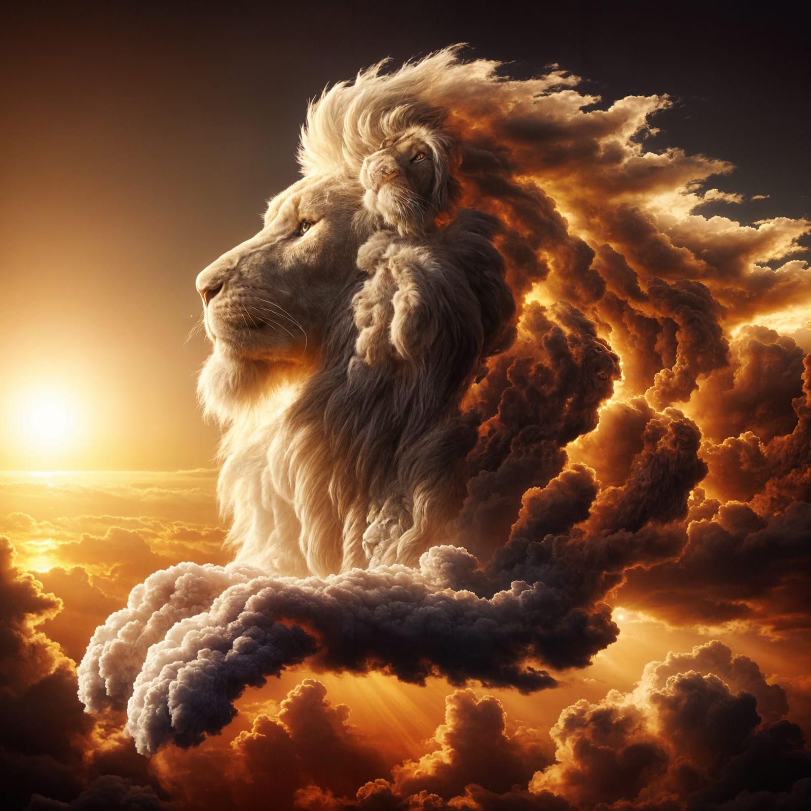 Cloud Lion at Golden Sunset