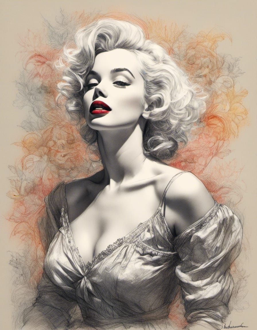 Marilyn Monroe Colored Pencil Sketch in Master Style