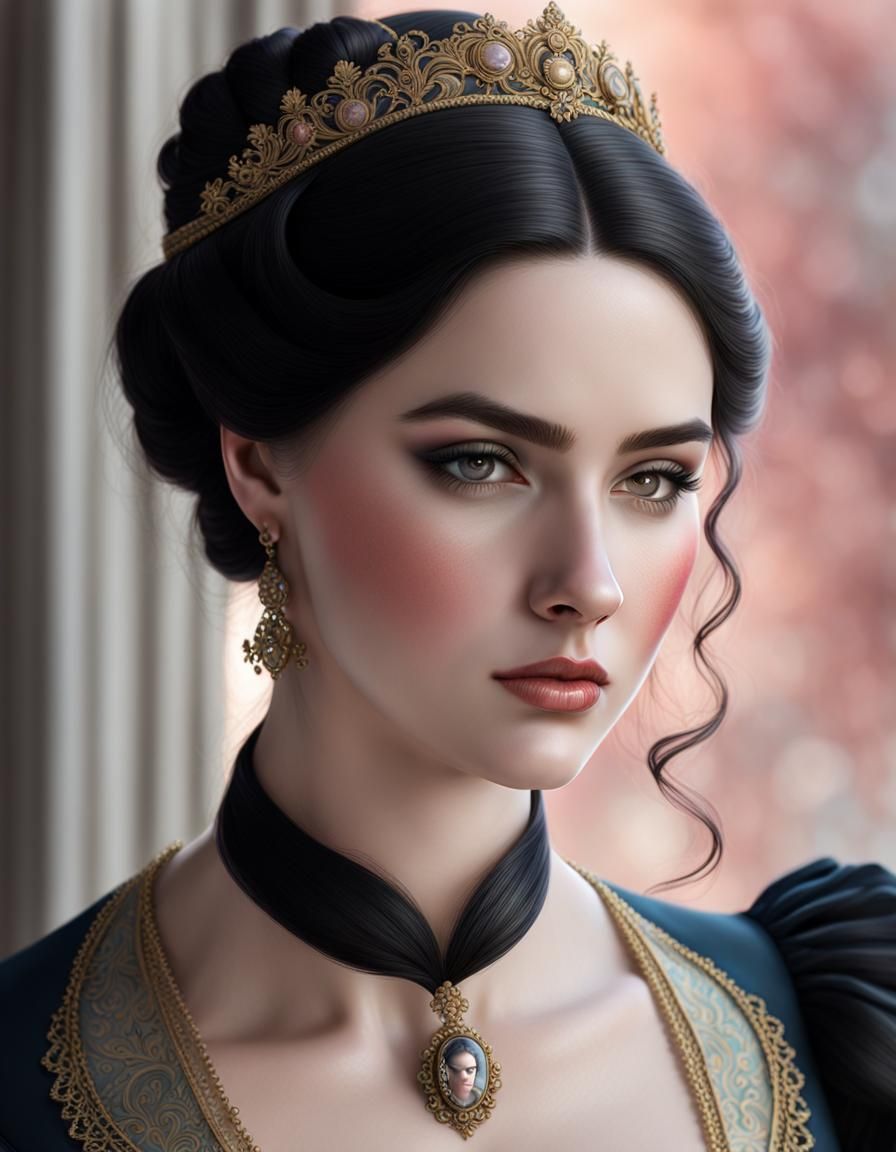 Victorian Woman Portrait in Watercolor Style