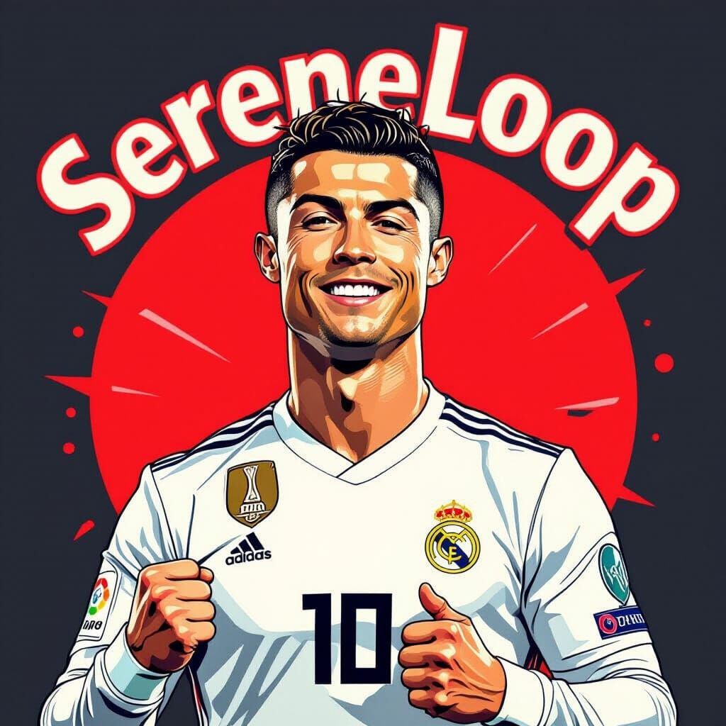 Cristiano Ronaldo Cartoon Illustration with Typography