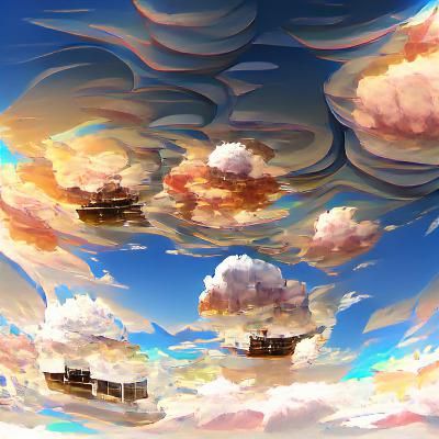 Floating Houses in a Sunny Sky