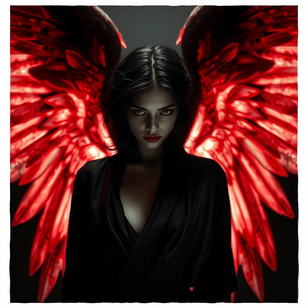 Dramatic Dark Angel Portrait in Infrared Photography