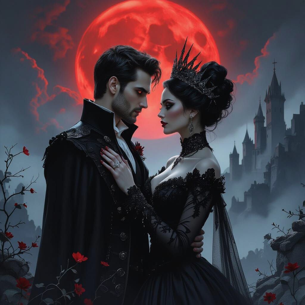 Vampire Romance Under a Crimson Moon