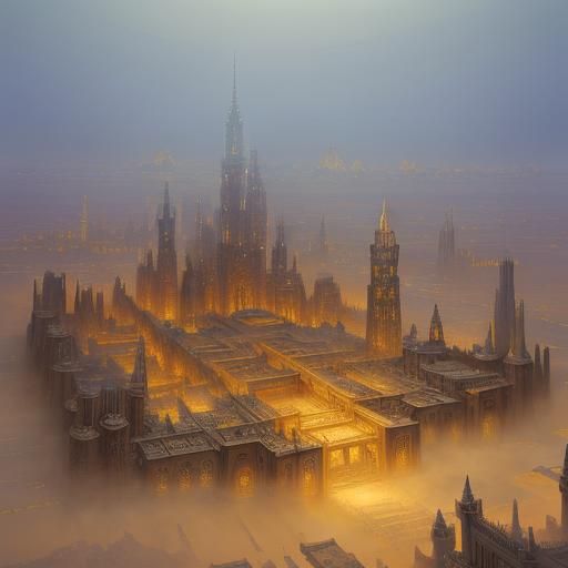 Miniature Metropolis Encased in Dusty Glass