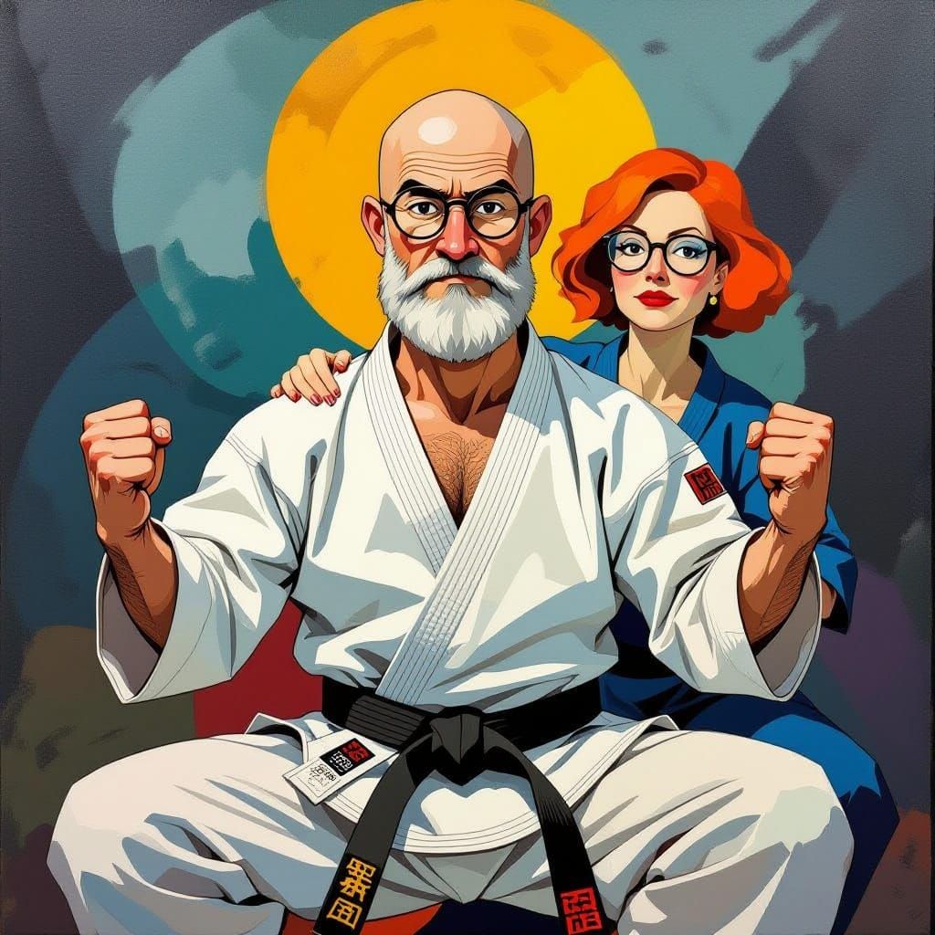 Victorious Woman in Karate Style, Chagall and Schiele