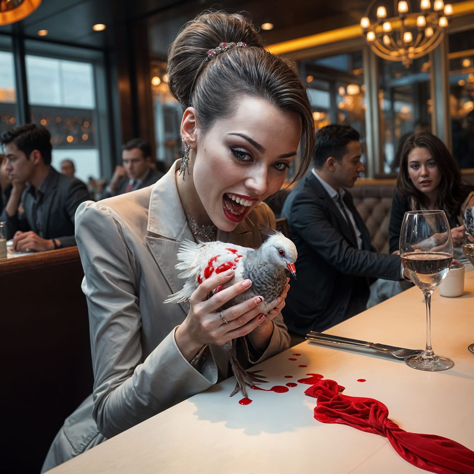Gothic Vampire Influencer Devours Live Pigeon in Haute Coutu...