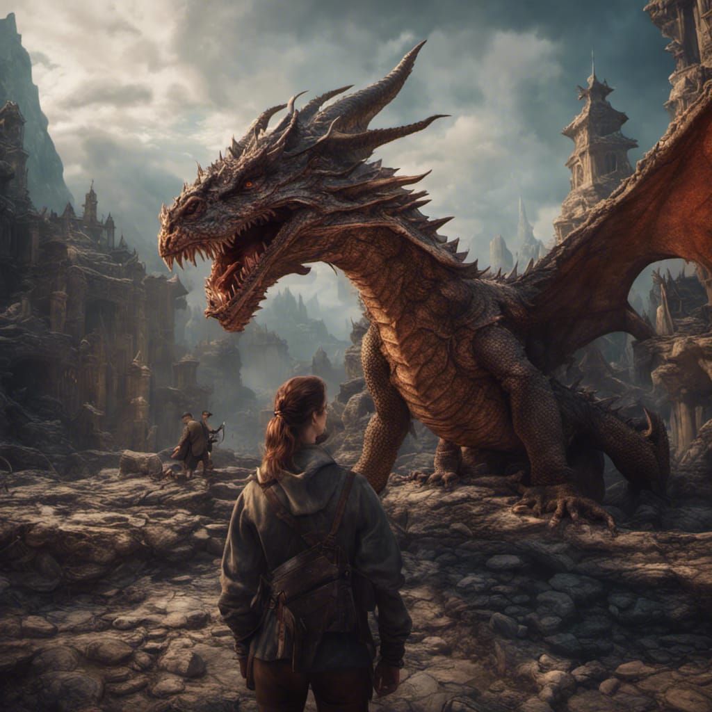 Selfie with Dragon in Detailed Fantasy Art