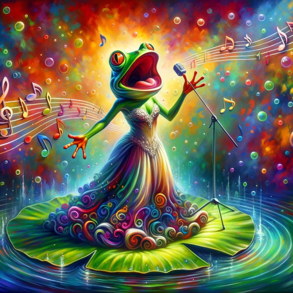 Frog Soprano's Lily Pad Opera Performance