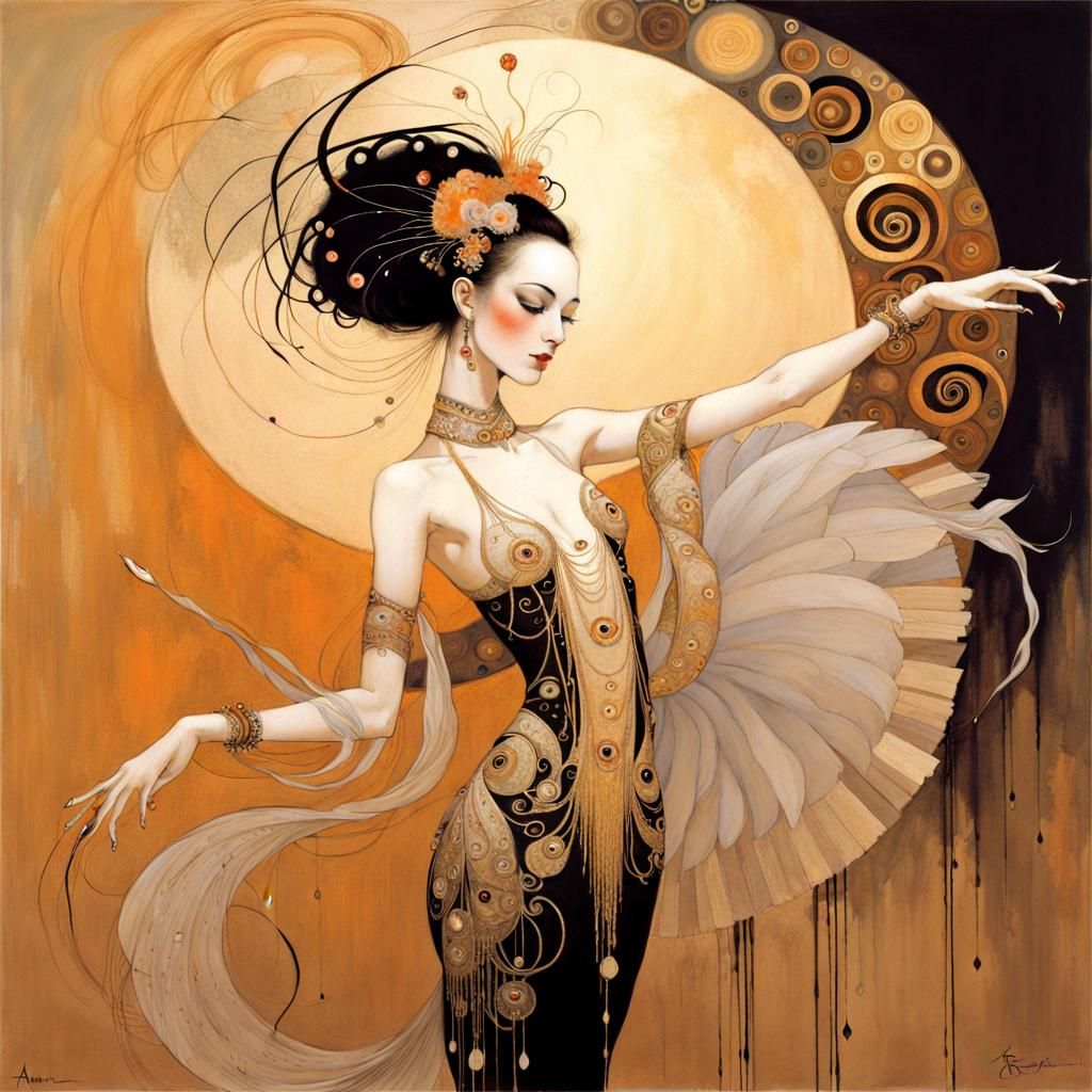 Elegant Dancer in Art Nouveau Style