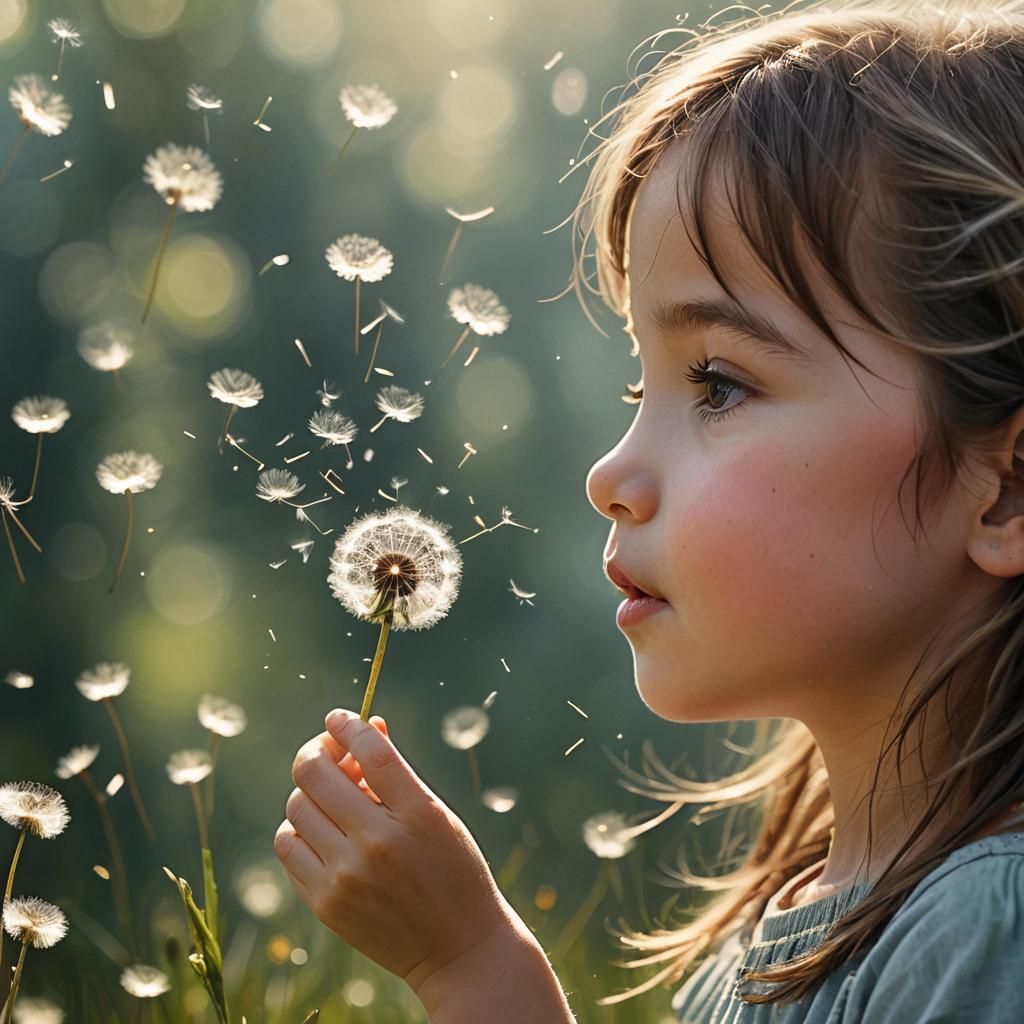 Magical Wish: Little Girl and Dandelion