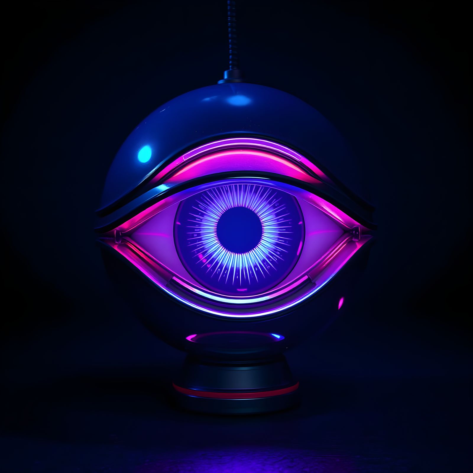 Surreal Eye Lamp Radiates Bold Light in Dark, Eerie Environm...