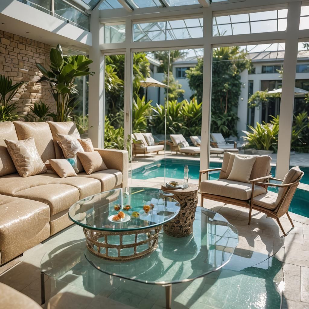 Paradise Lounge with Glittered Sofas and Pool Table