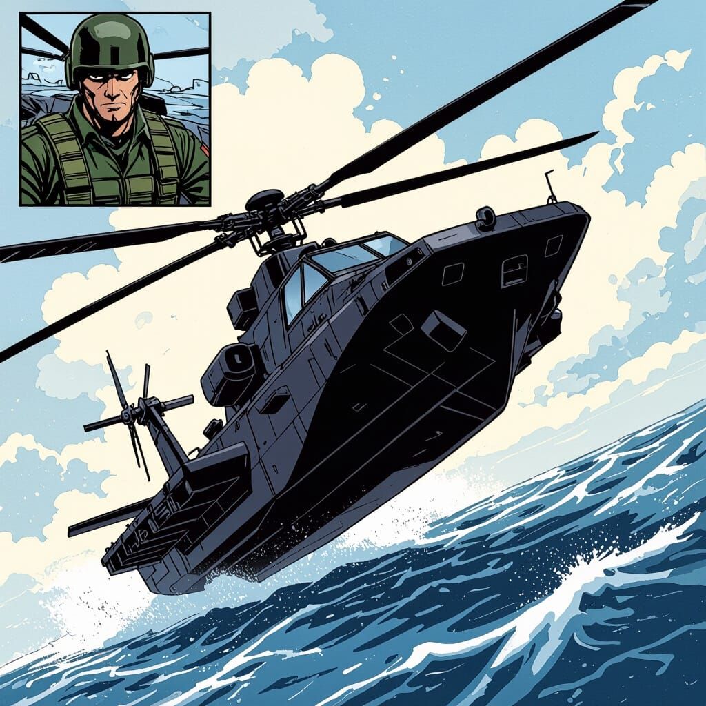 Black Plum Helicopter Carrier in GI Joe Comic Style