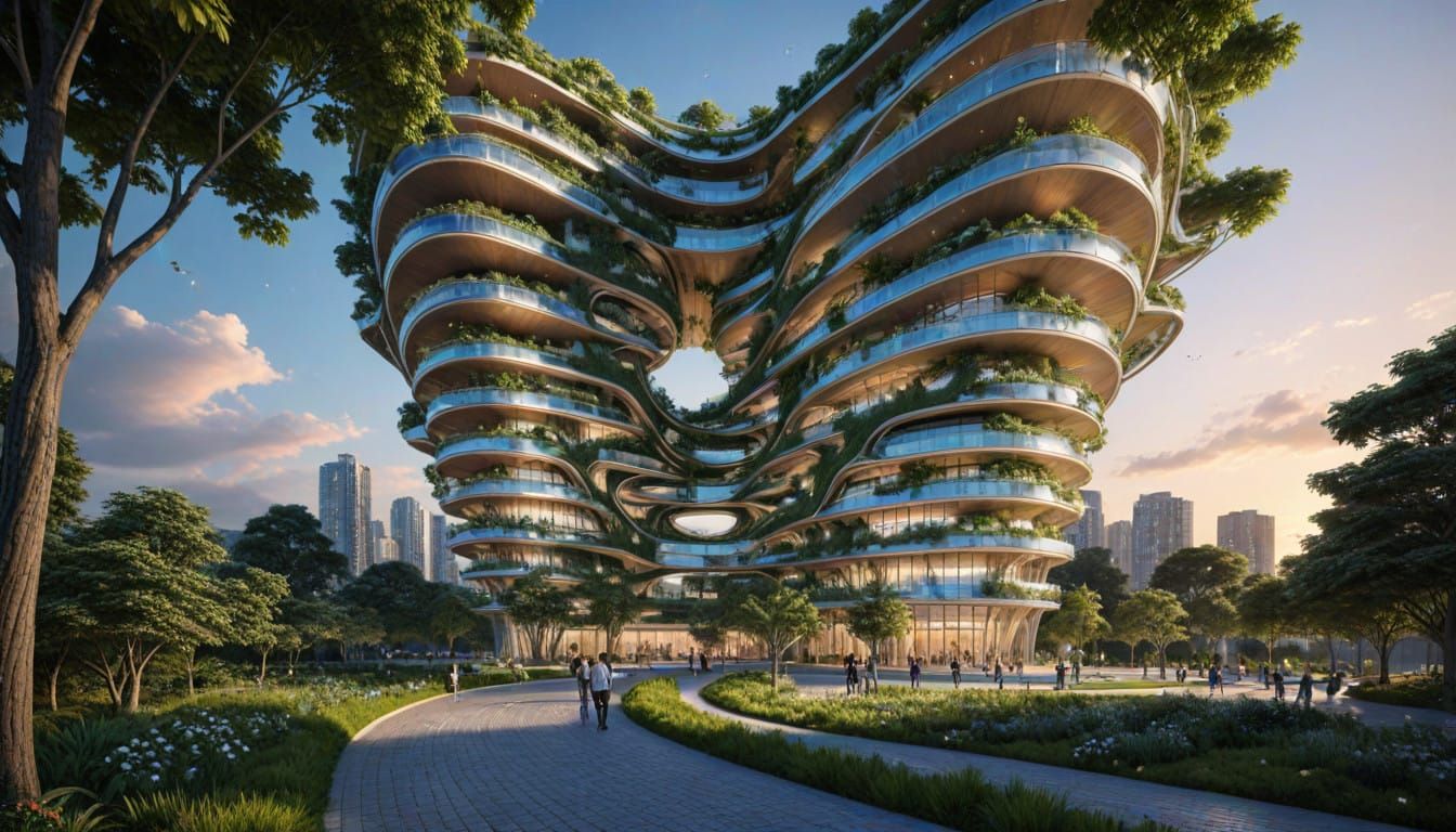 Futuristic Eco-City Vertihub Blends with Nature in Biomimeti...