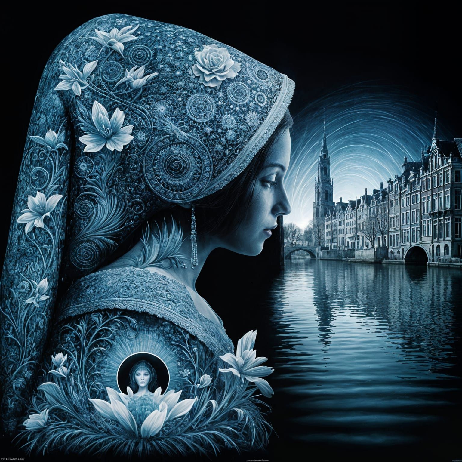 Blue Delft Woman: Surreal Photo Manipulation
