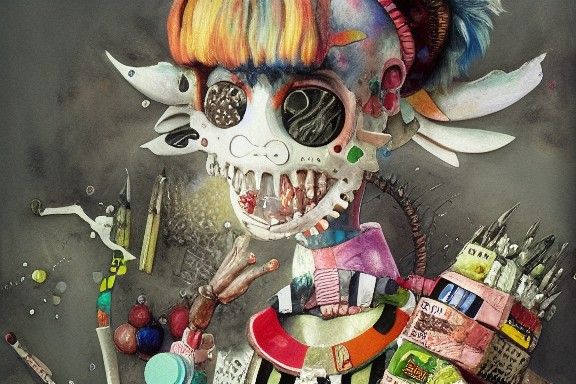 Anthropomorphic Candy as Mixed Media Painting