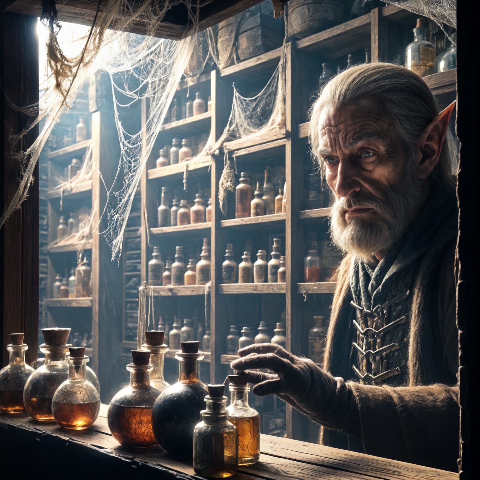 Medieval Shopkeeper in Hyperrealistic Style