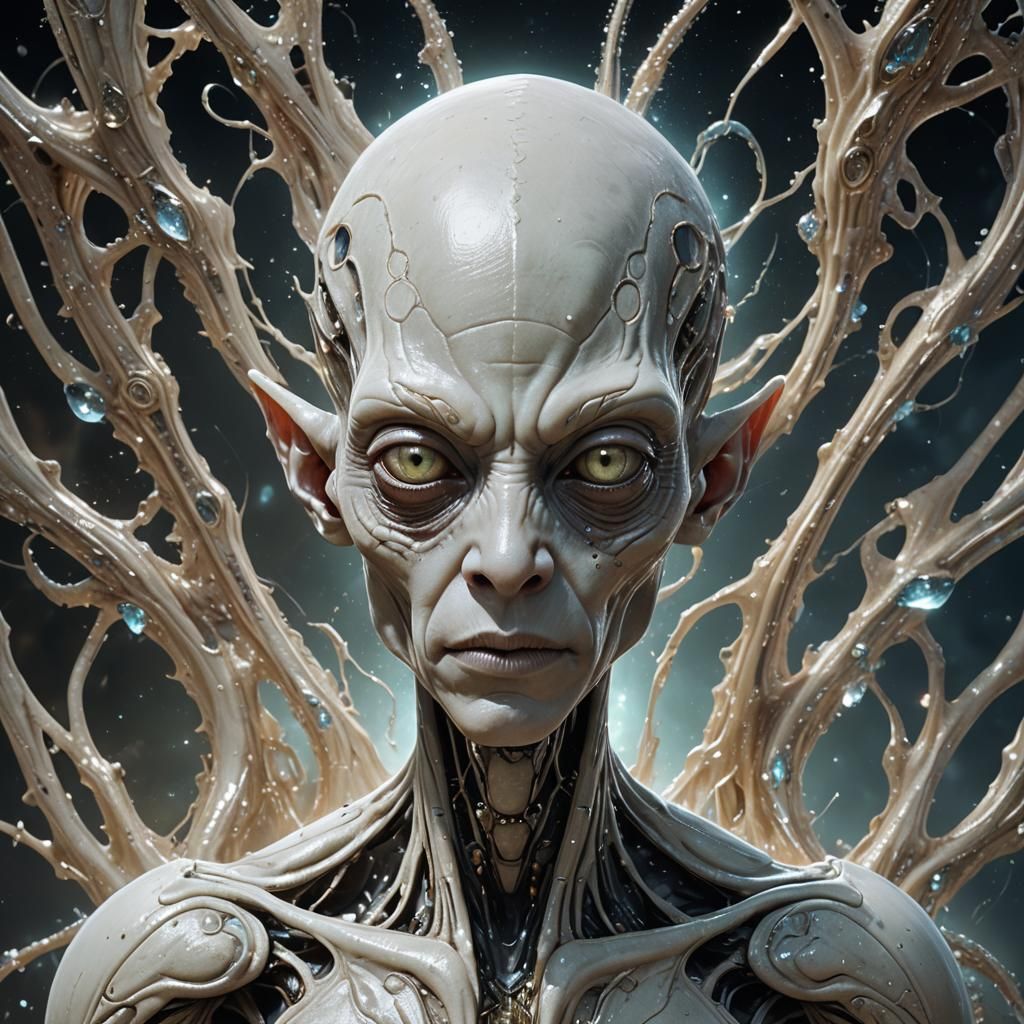 Diamond-Skinned Alien Boy: Hyperrealistic Digital Portrait