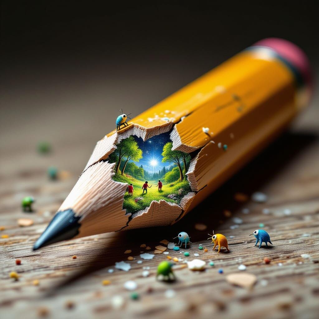 Massive Pencil Reveals Tiny Ecosystem of Animated Eraser Cre...