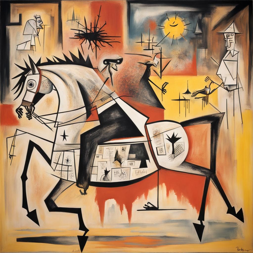 Headless Horseman in Abstract Cubist Style