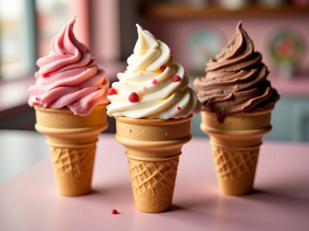 Hyperreal Ice Cream Cones in Triangular Formation