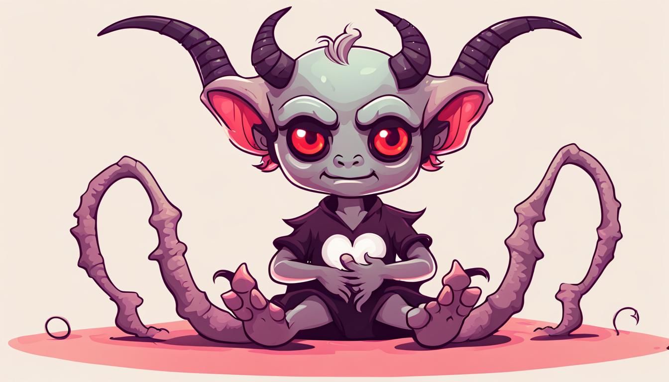 Cute Demon with Imp Legs Sitting