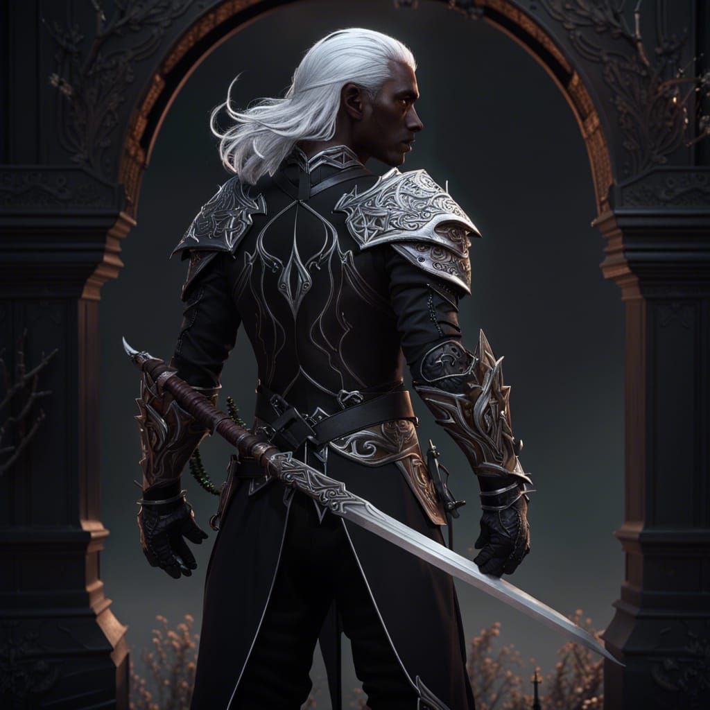 Dark Elf with Rapier in Detailed Fantasy Art