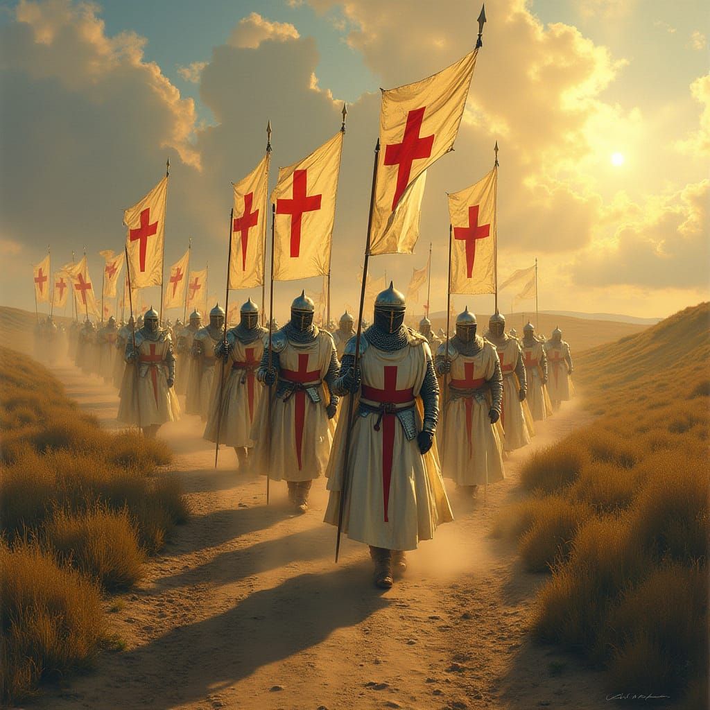 Templars in Historical Grandeur, Marching to Defend the Fait...