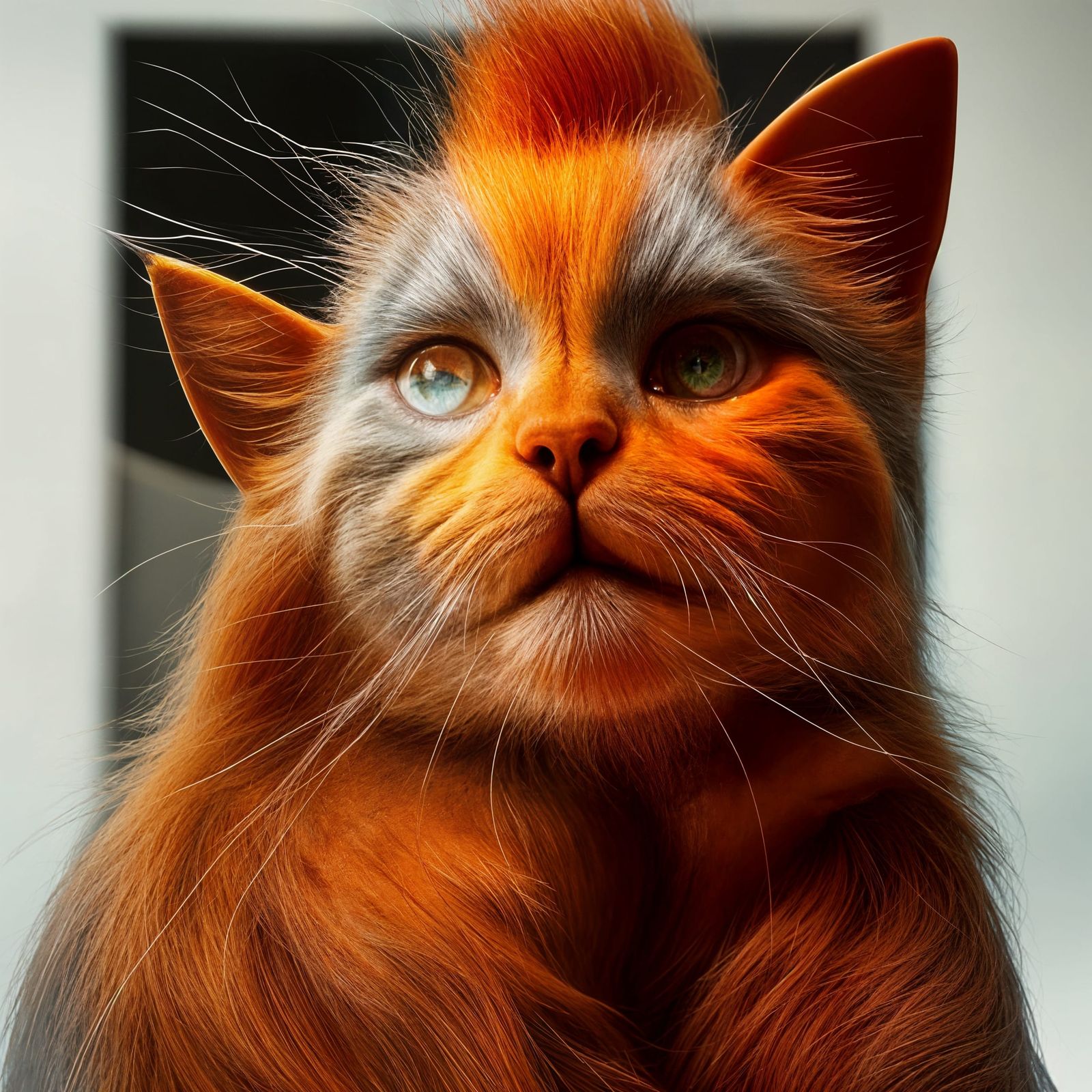 Photorealistic Crystalline Glass Cat Portrait in HDR