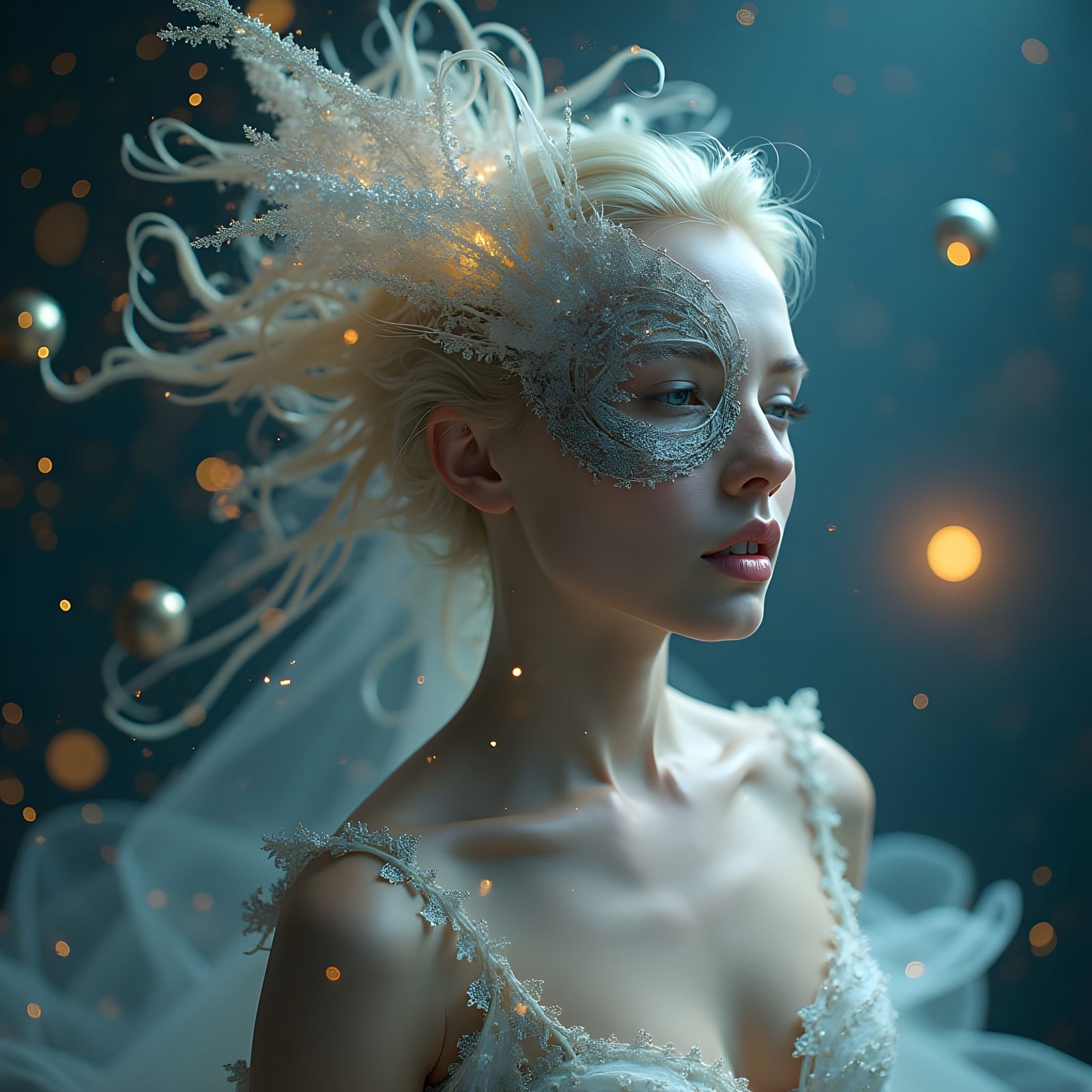 Cosmic Masquerade Lady Generated by AI