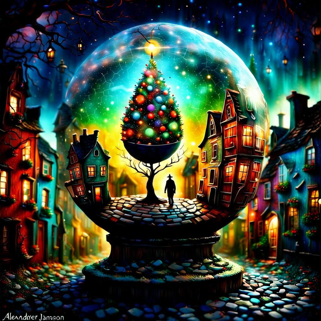 Surreal Christmas Tree in Star Portal, by Jansson