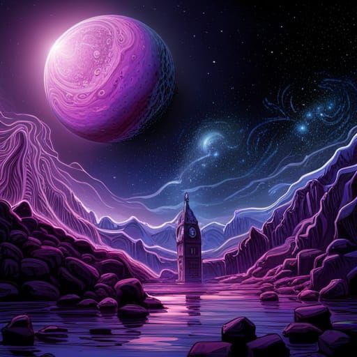 Gothic Lovecraft Planets in Deep Space Art