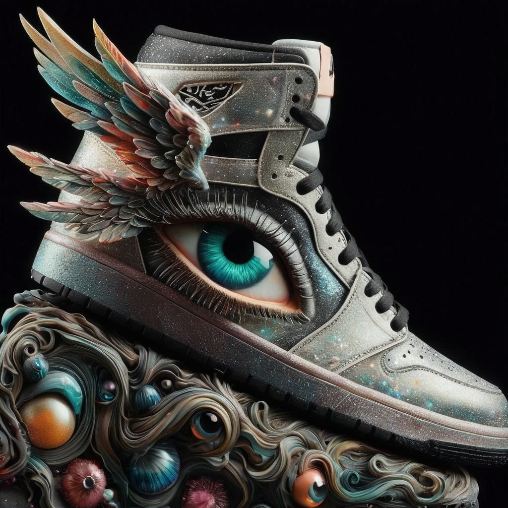 Mystical Glitter Nike Airmax with Piercing Eyes and Wings