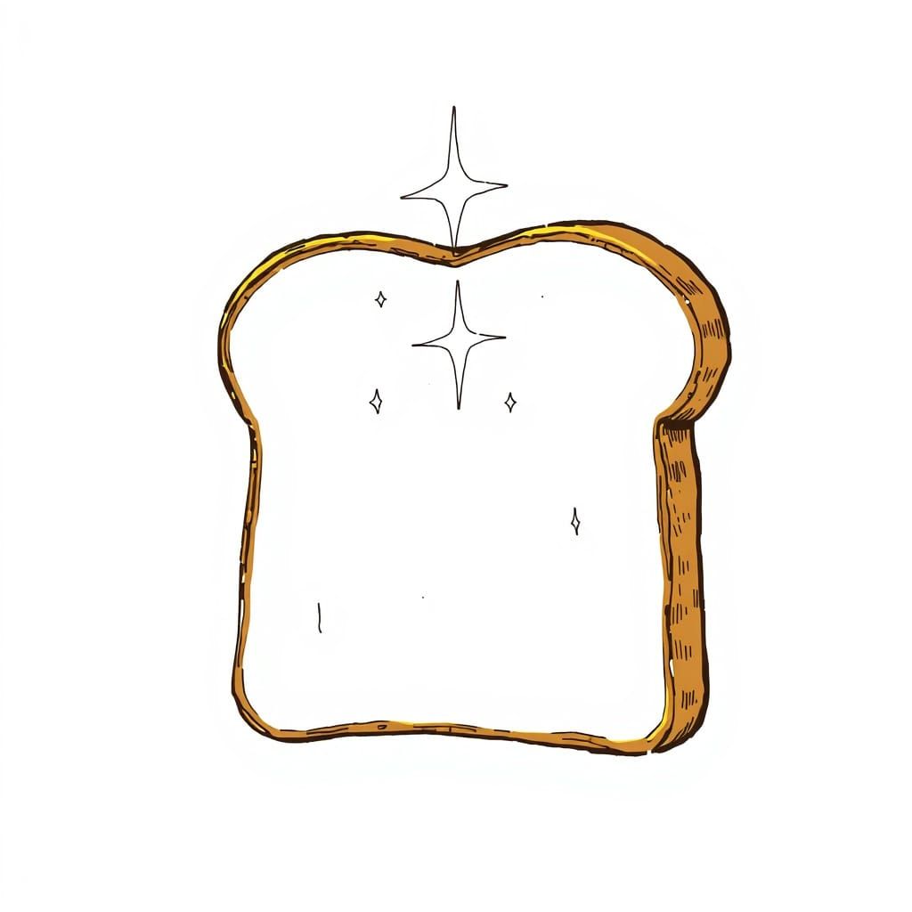 Minimalist Toast Slice Drawing in Comic Book Style