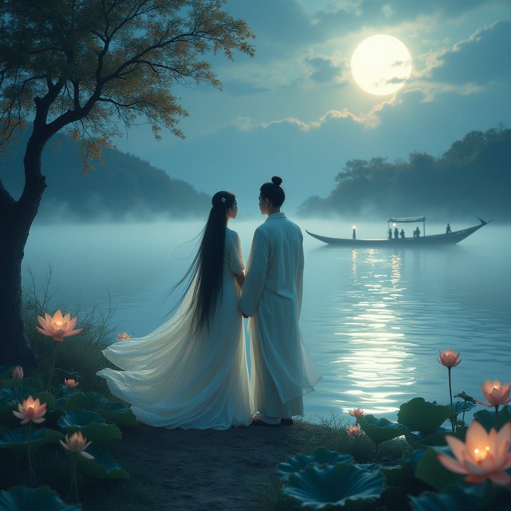 Radiant Snake Spirit and Devoted Human Love by West Lake