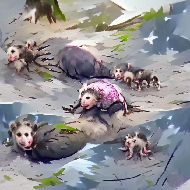 Clutch of Adorable Baby Opossums