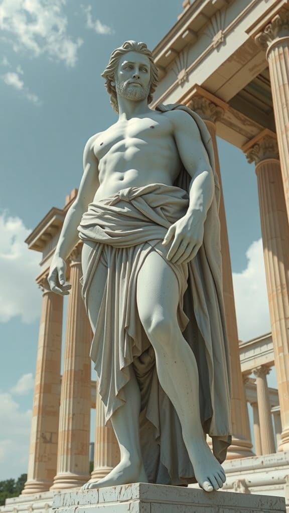 Ancient Roman Warrior in White Marble