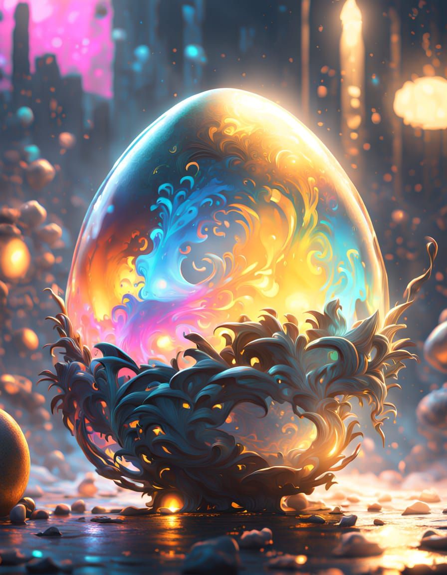 Glowing Egg in Ethereal Atmosphere