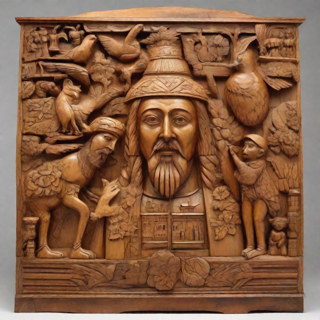 Contrasting Deeds: A Wood Carving