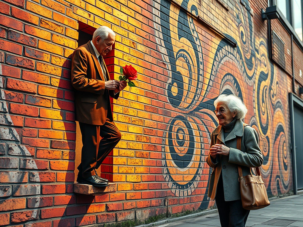3D Street Art Mural of Elderly Couple
