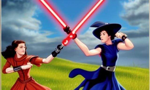 Dorothy vs Witch Lightsaber Battle Above Emerald City