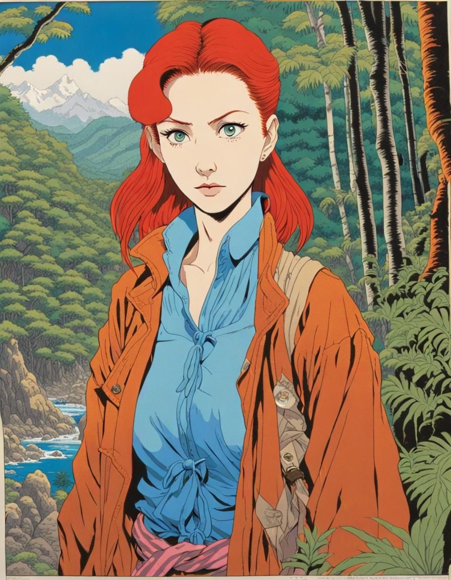 Anime Treasure Hunter in Ancient Jungle Temple