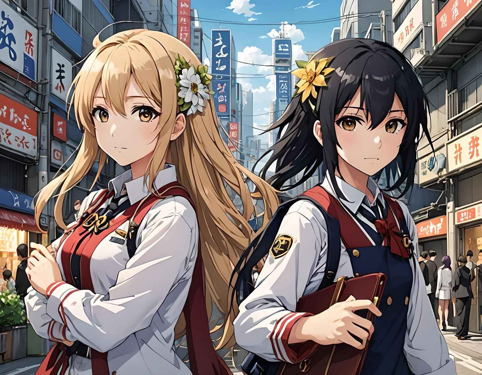 Anime Schoolgirls in Manga Key Visual Style