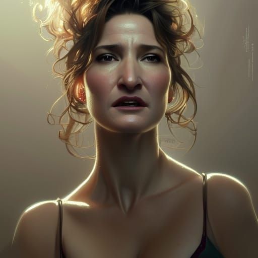 Kathryn Hahn, flawless, glamour shot, sensual nerd, perfect natural make up, head and shoulders portrait, 8k resolution ...