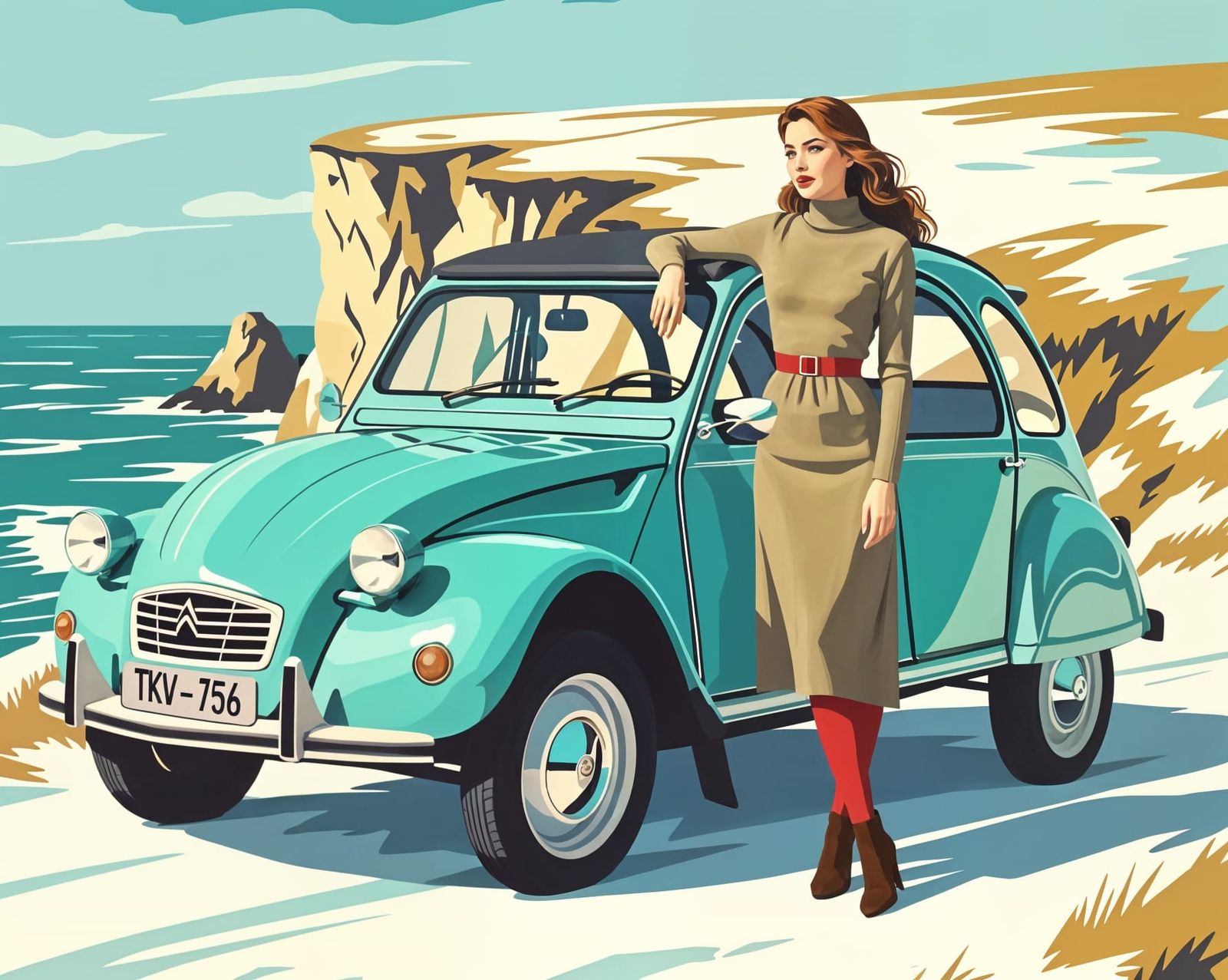 1960s Citroën 2CV Advertisement in Normandy