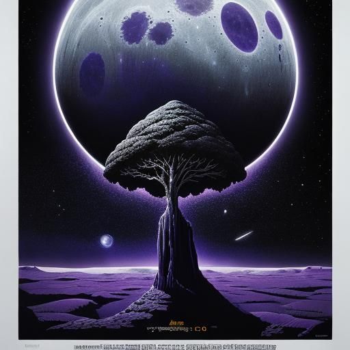 Mysterious Mosaic Moonscape in Moebius Style