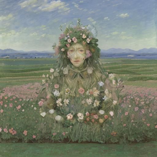 Faded Flowers: A Surrealist Oil Painting