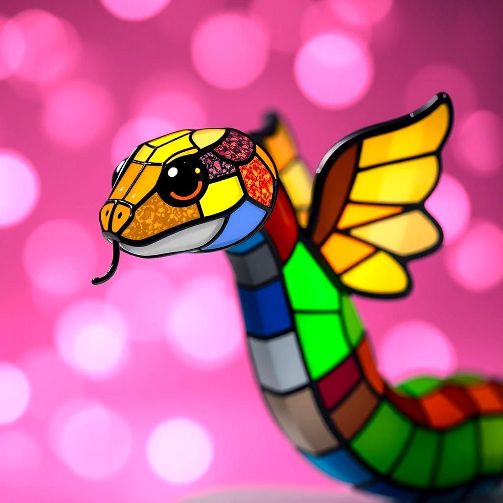 Winged Snake with Stained Glass Wings