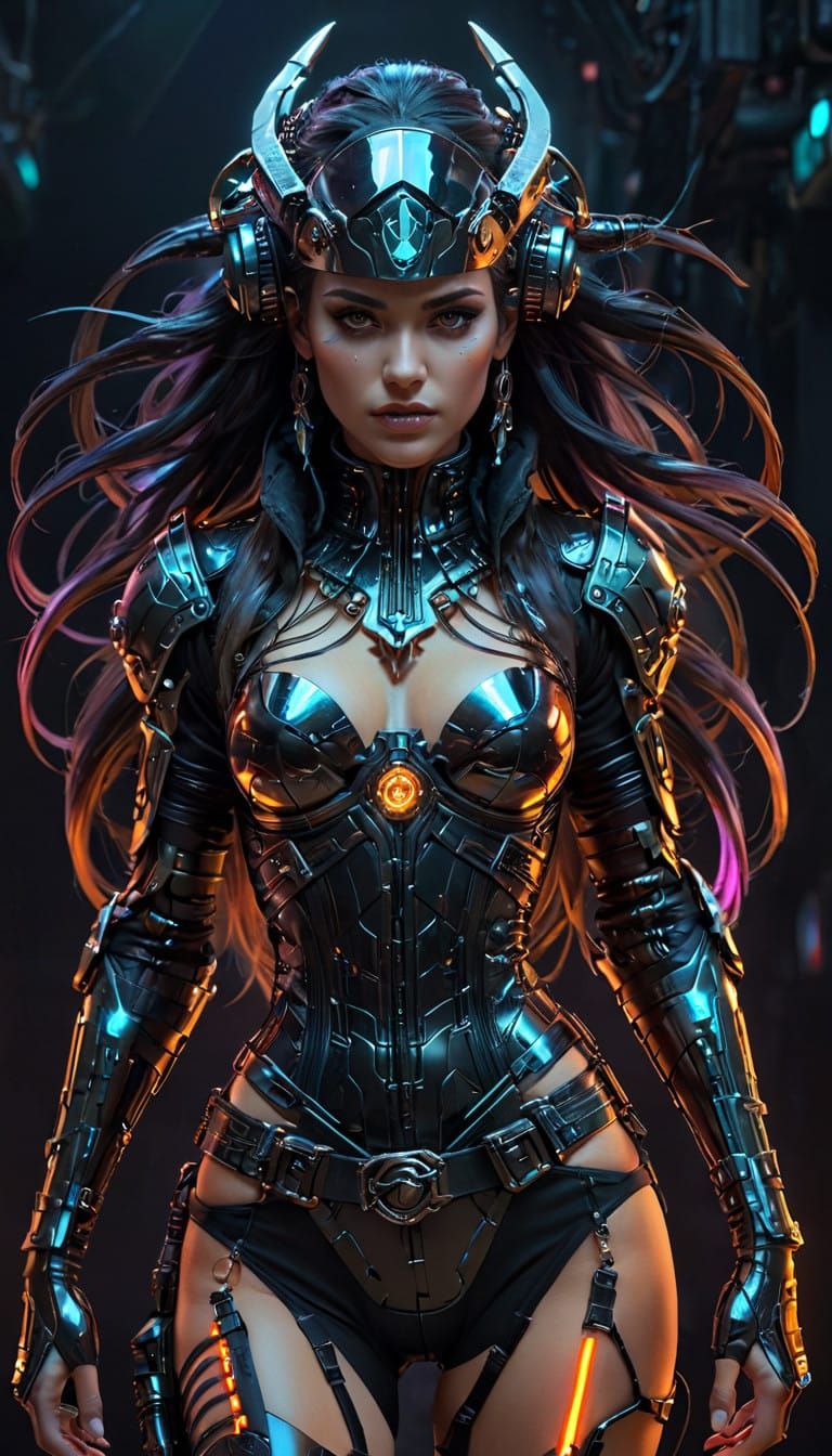 Futuristic Femme Fatale Android Pirate