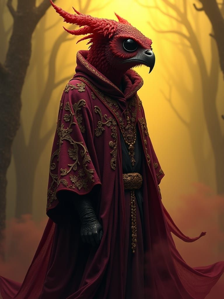 Gothic Owlin in Art Nouveau Style